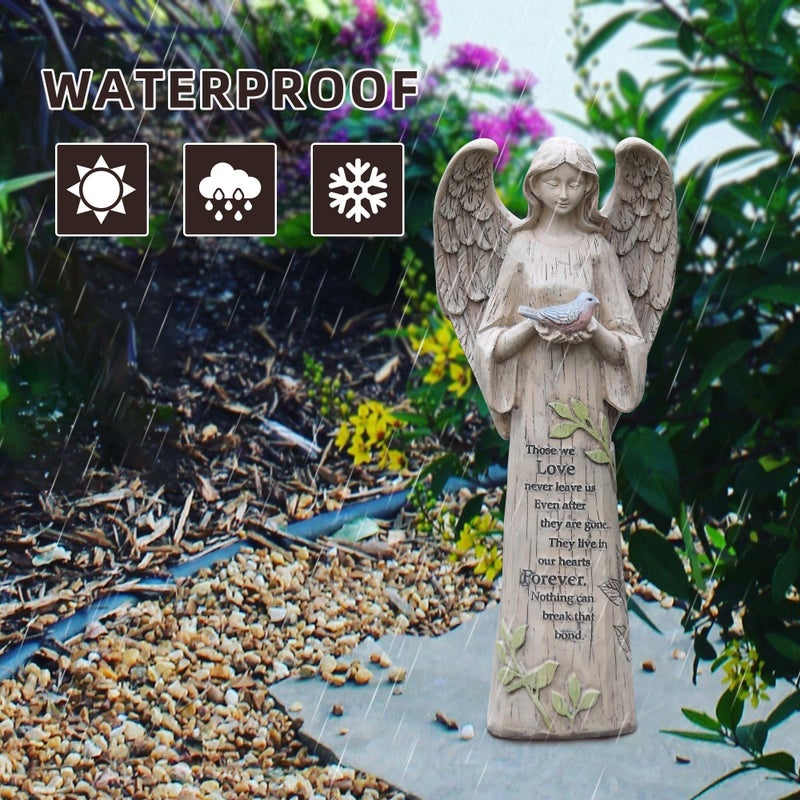 IVYHOME Angel Figurine Garden Angel Statues with Bird Statuary Decoration for Home, Yard & Patio - Image 4